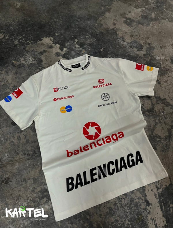 BALENCIAGA RACING EDITION WHITE OVERSIZED CUELLO BORDADO