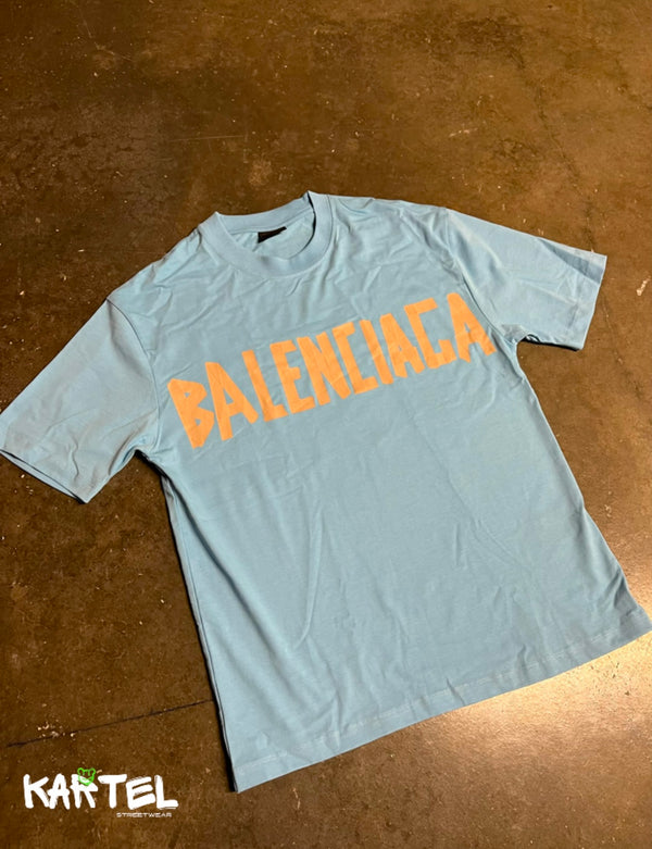 CAMISETA BALENCIAGA TAPE-TYPE OVERSIZED BLUE